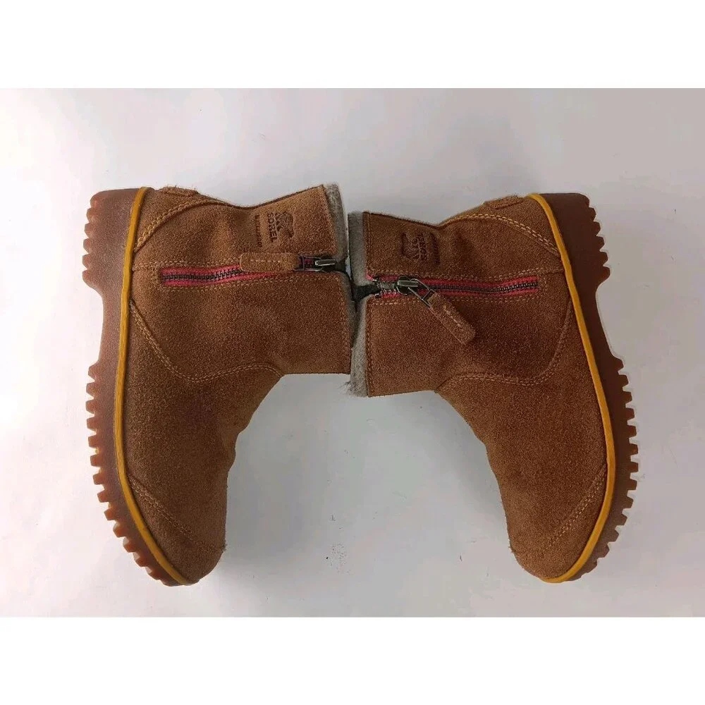 Sorel Meadow Women’s sz 8.5 Tan Brown Zip Waterproof Suede Boots NL2189 287 - Picture 5 of 14